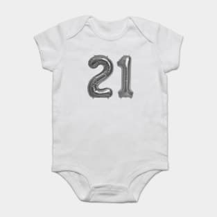 Silver Grey 21st Birthday Metallic Helium Balloons Numbers Baby Bodysuit